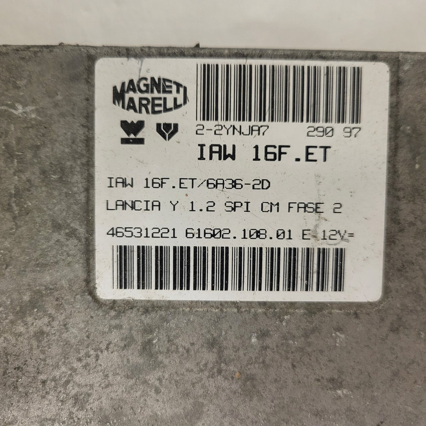 LANCIA Y 1.2 ECU / IAW 16F.ET / 46531221 / 61602.108.01 MAGNETI MARELLI