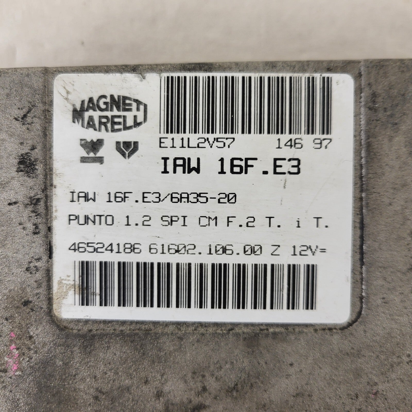 Fiat Punto 1.2 ECU / 46524186 / IAW 16F.E3 / 61602.106.00 / MAGNETI MARELLI