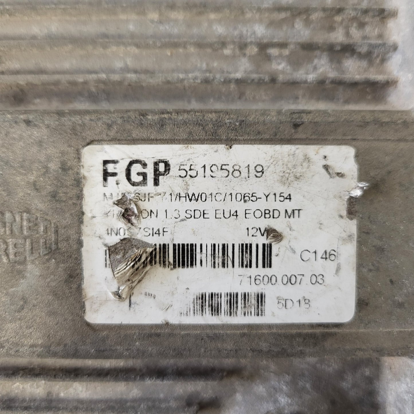 LANCIA Y 1.3 ECU / 55195819 / MJD 6JF.Y1 / HW01C / 71600.007.03 MAGNETI MARELLI