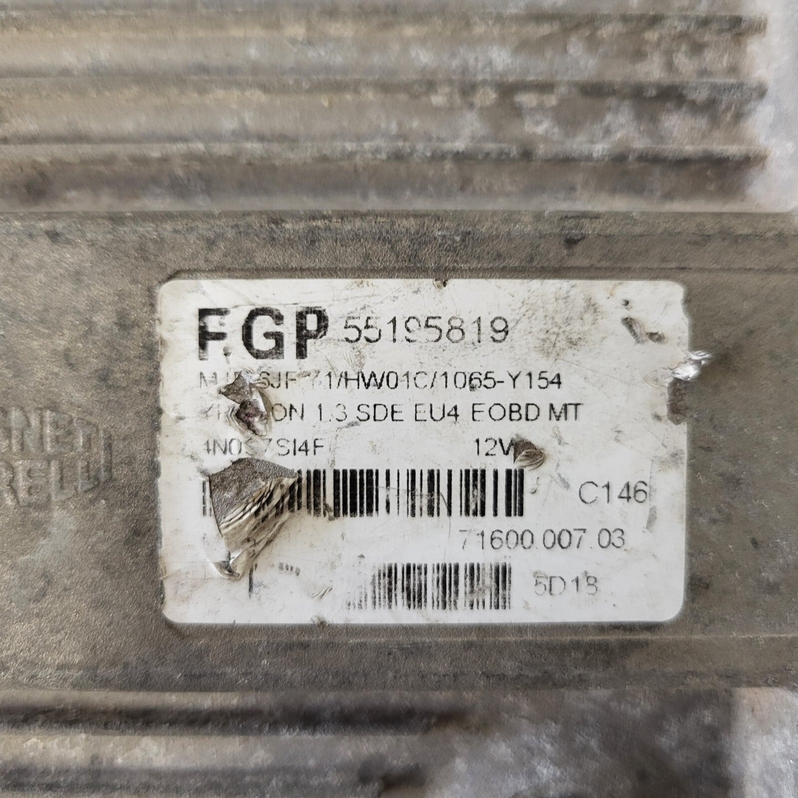 LANCIA Y 1.3 ECU / 55195819 / MJD 6JF.Y1 / HW01C / 71600.007.03 MAGNETI MARELLI