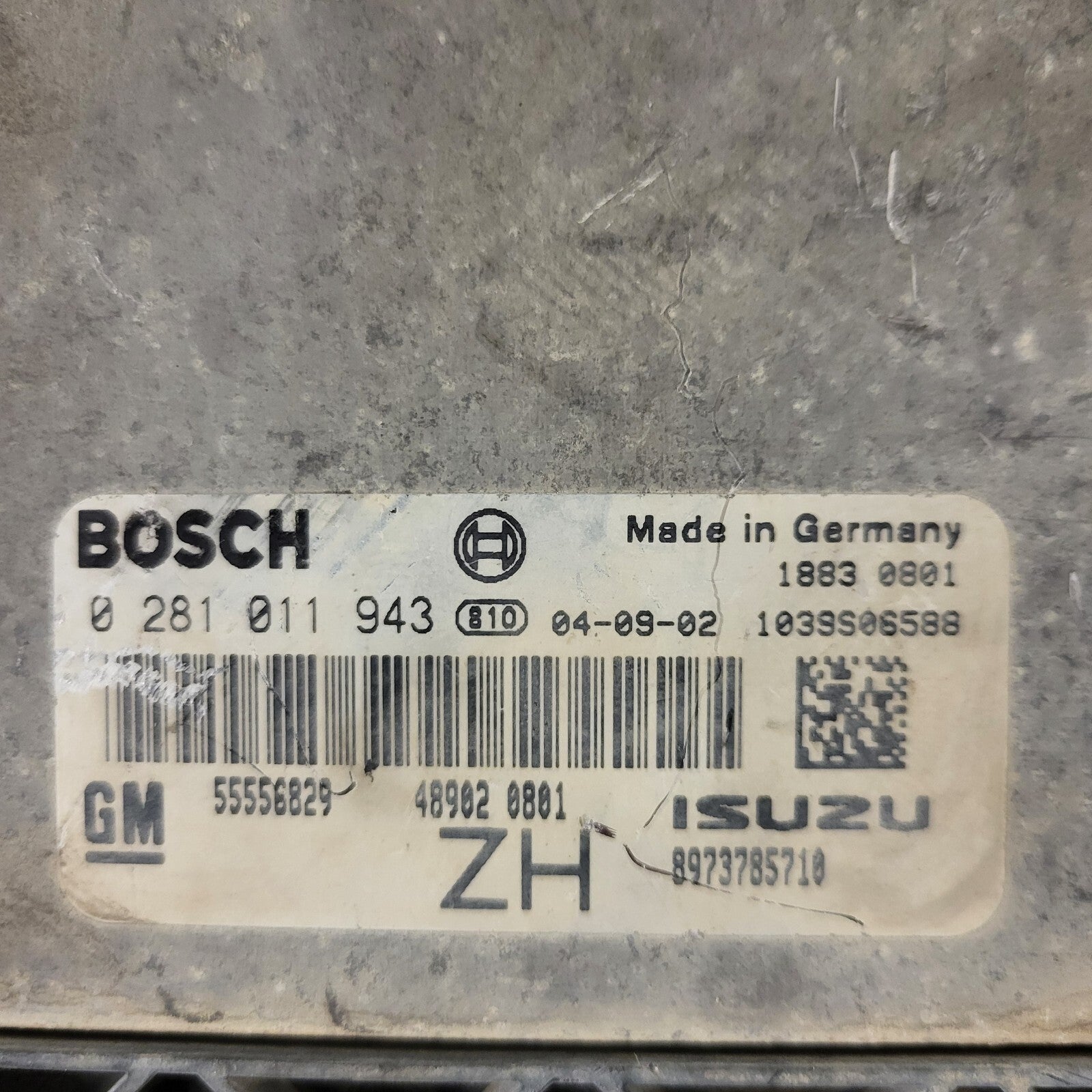 Opel Astra H ECU / 0281011943 / 55556829 / 1039S08853 / BOSCH