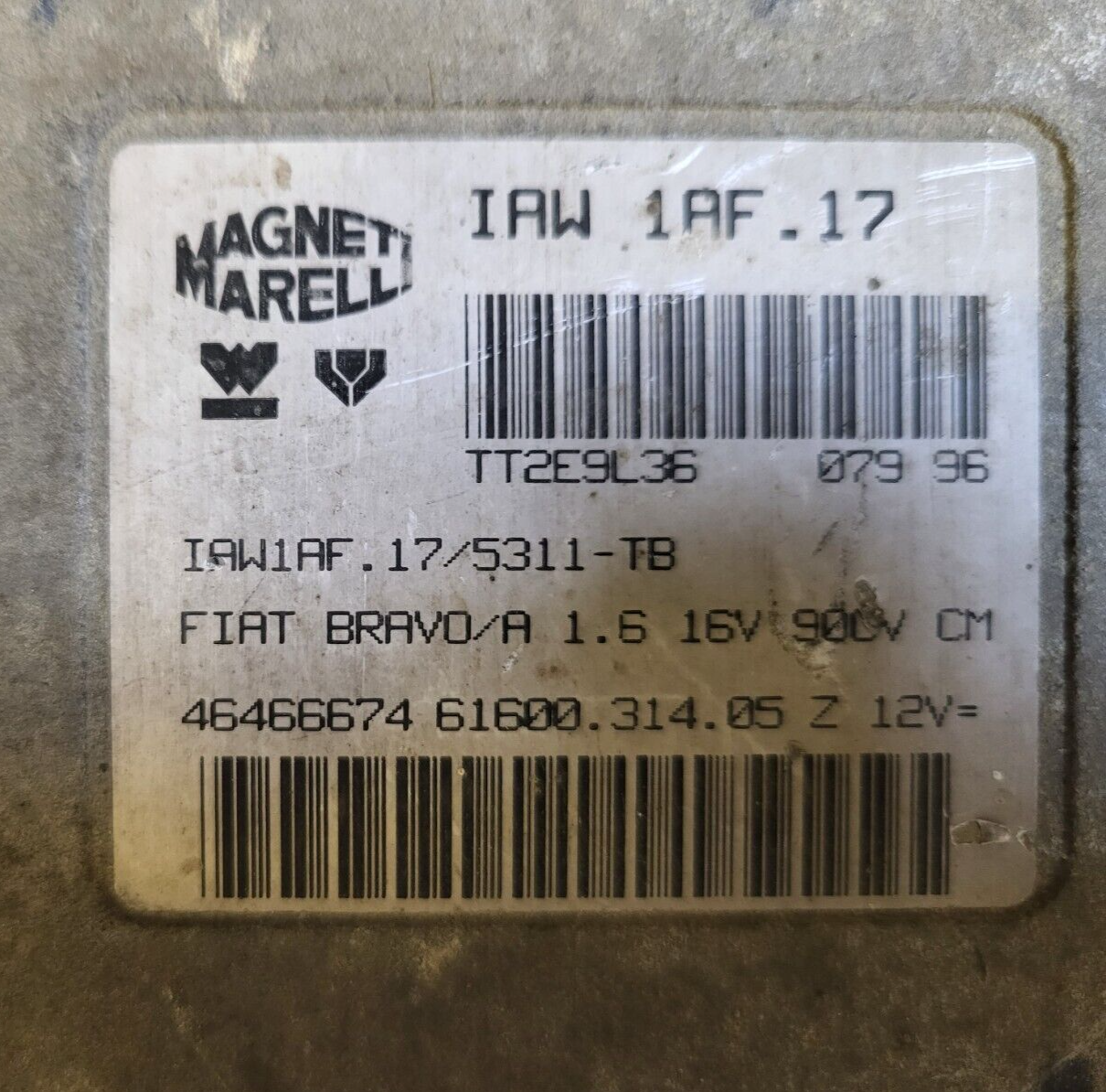 FIAT BRAVO BRAVA 1.6 16V ECU / IAW 1AF.17 / 46466674 / 61600.314.05 / MARELLI
