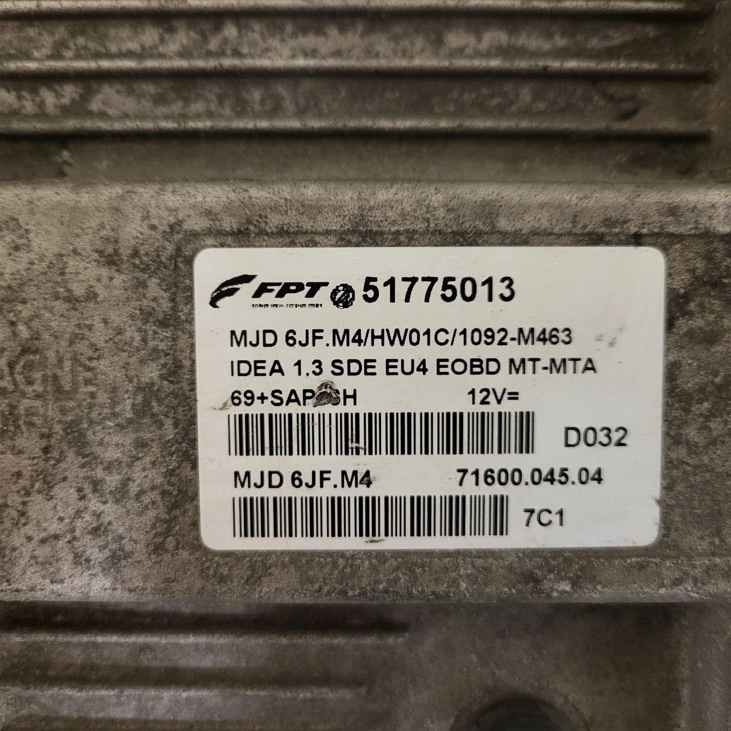 Fiat Idea ECU / MJD 6JF.M4 / 51775013 / HW01C / 71600.045.03 / MAGNETI MARELLI