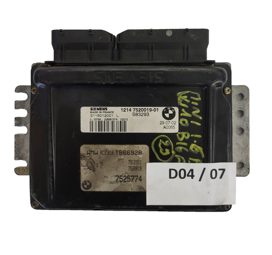 MINI COOPER 1.6 ECU / S118012001L / 12147520019-01 / 7512951 9520019