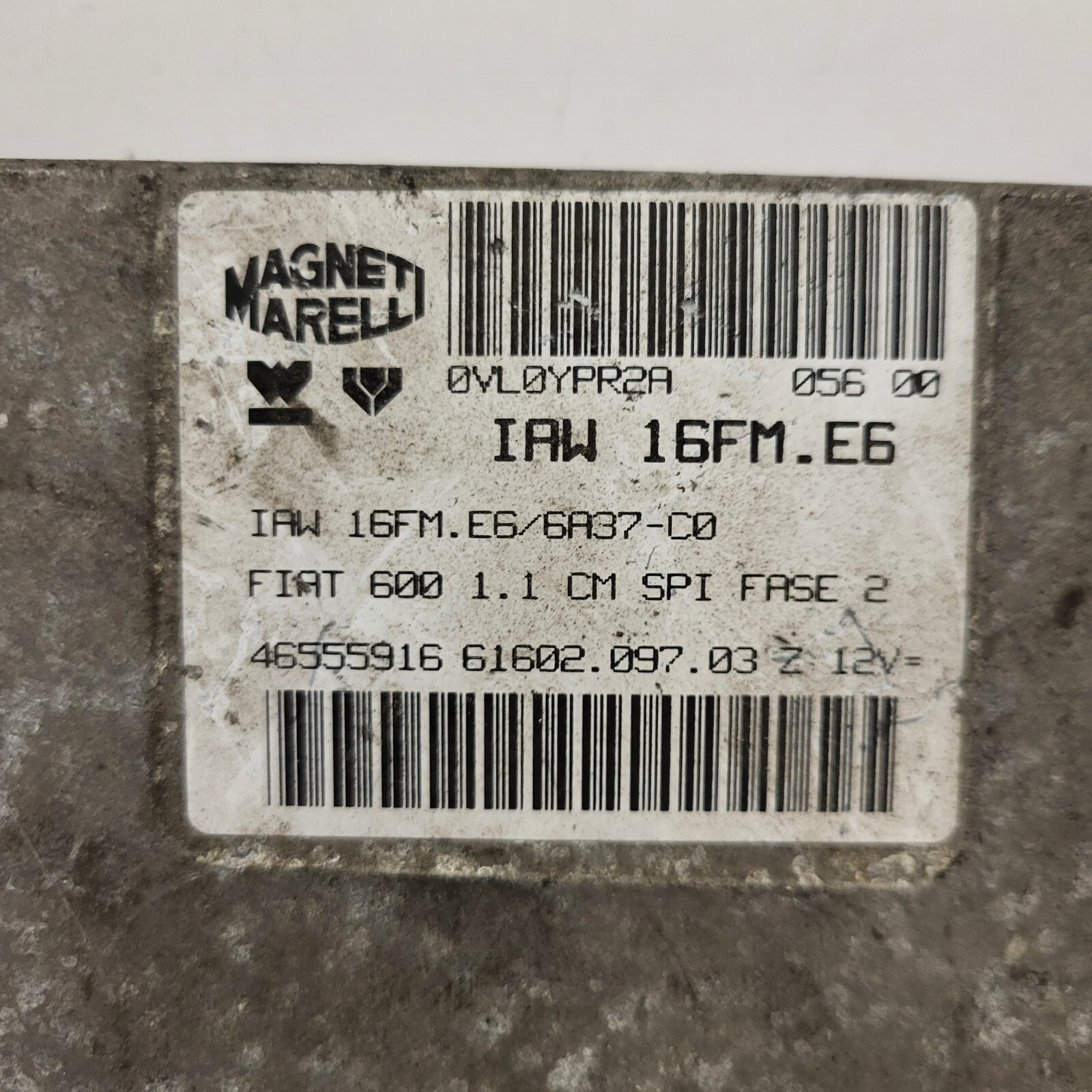 FIAT 600 1.1 ECU / IAW 16FM.E6 / 46555916 / 61602.097.03 / MAGNETI MARELLI