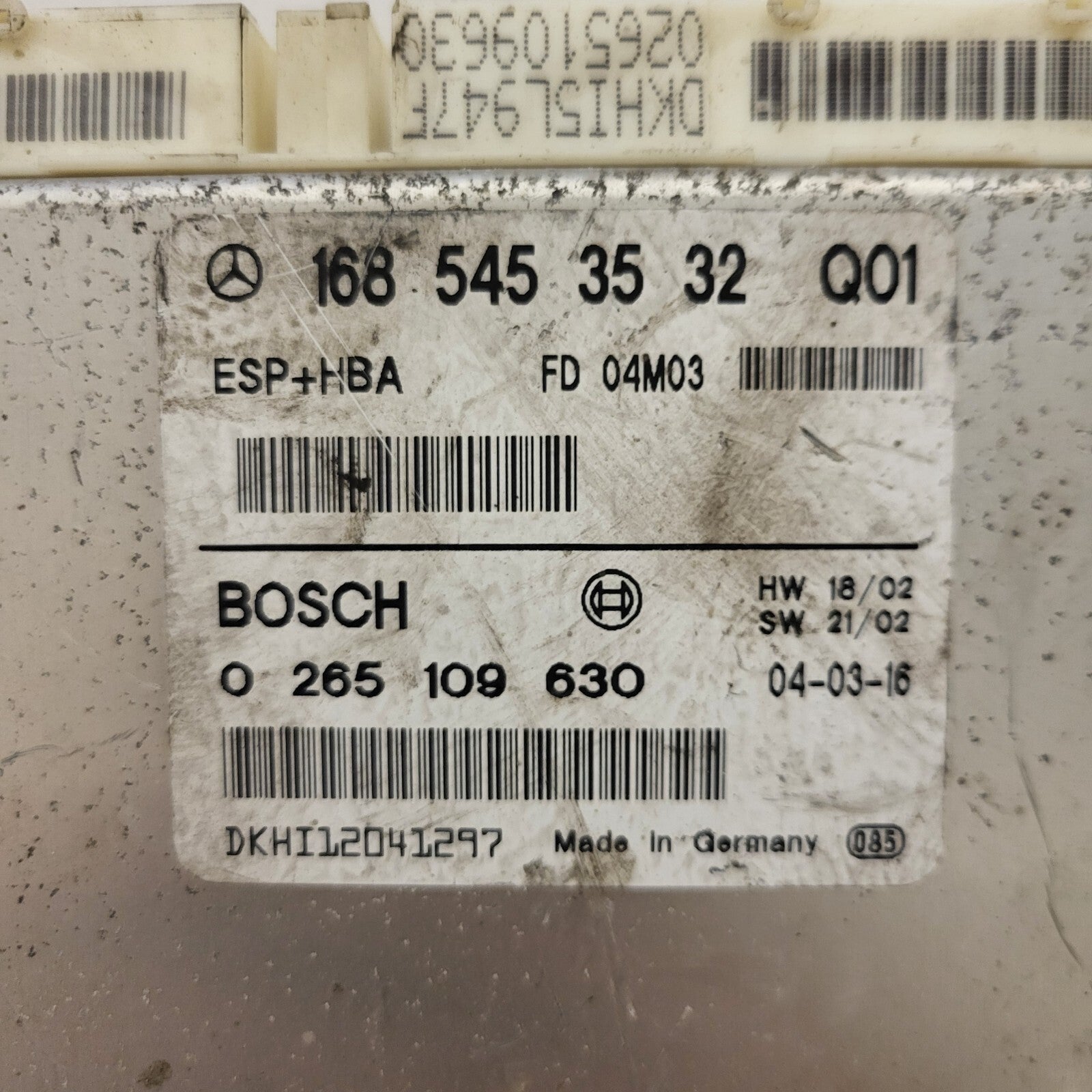 MERCEDES-BENZ A CLASS W168 ESP ECU / 1685453532 / 0265109630 / BOSCH ESP+HBA