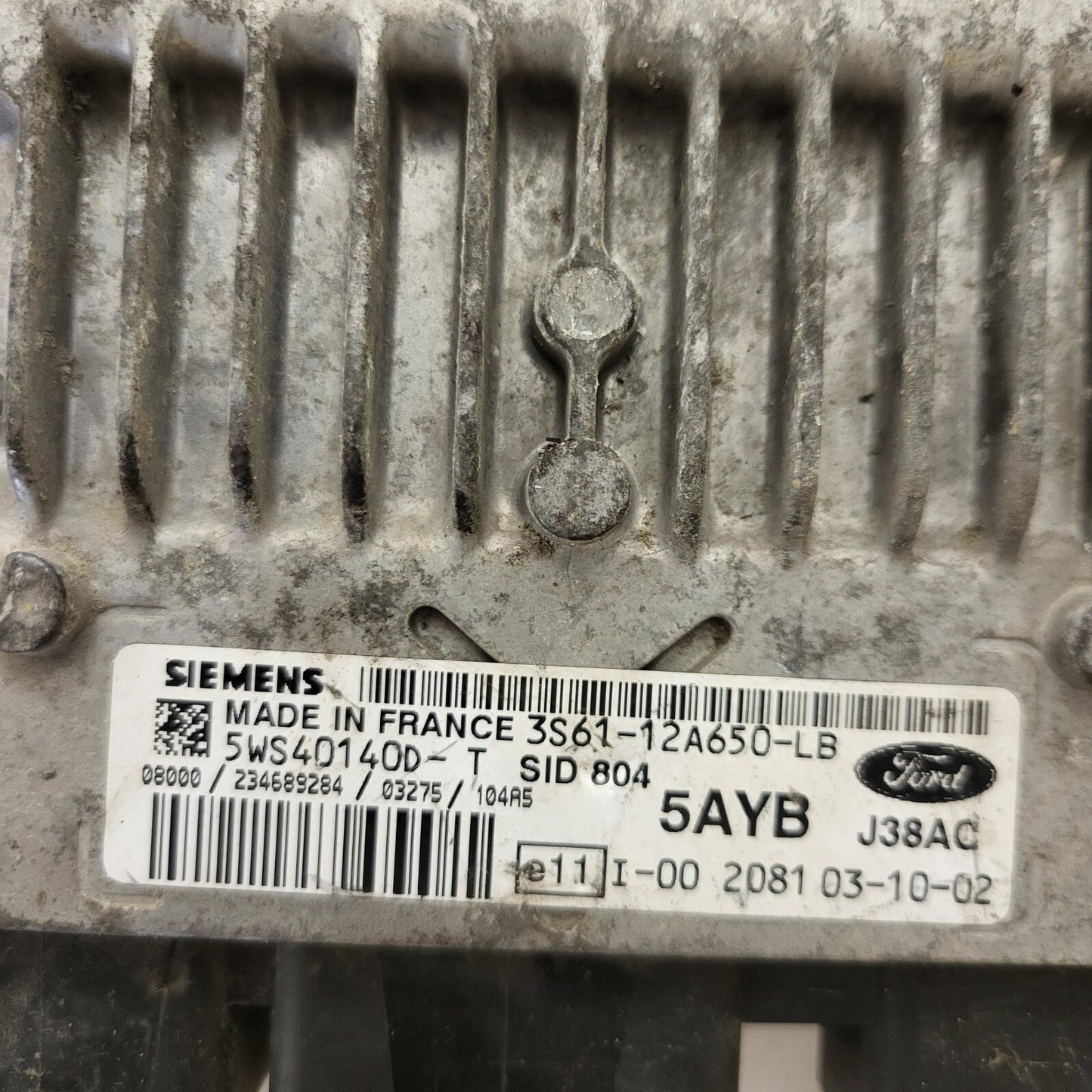 FORD FIESTA ECU / 3S61-12A650-LB / 5WS4014D-T / 5AYB / J38AC / SIEMENS