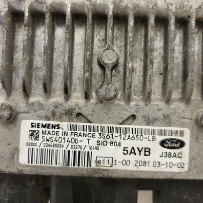 FORD FIESTA ECU / 3S61-12A650-LB / 5WS4014D-T / 5AYB / J38AC / SIEMENS