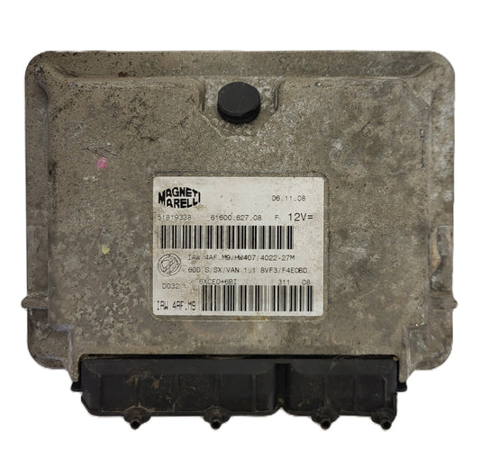 Fiat 600 ECU / IAW4AF.M9 / 51819338 / HW407 / 61600.627.08 / MAGNETI MARELLI