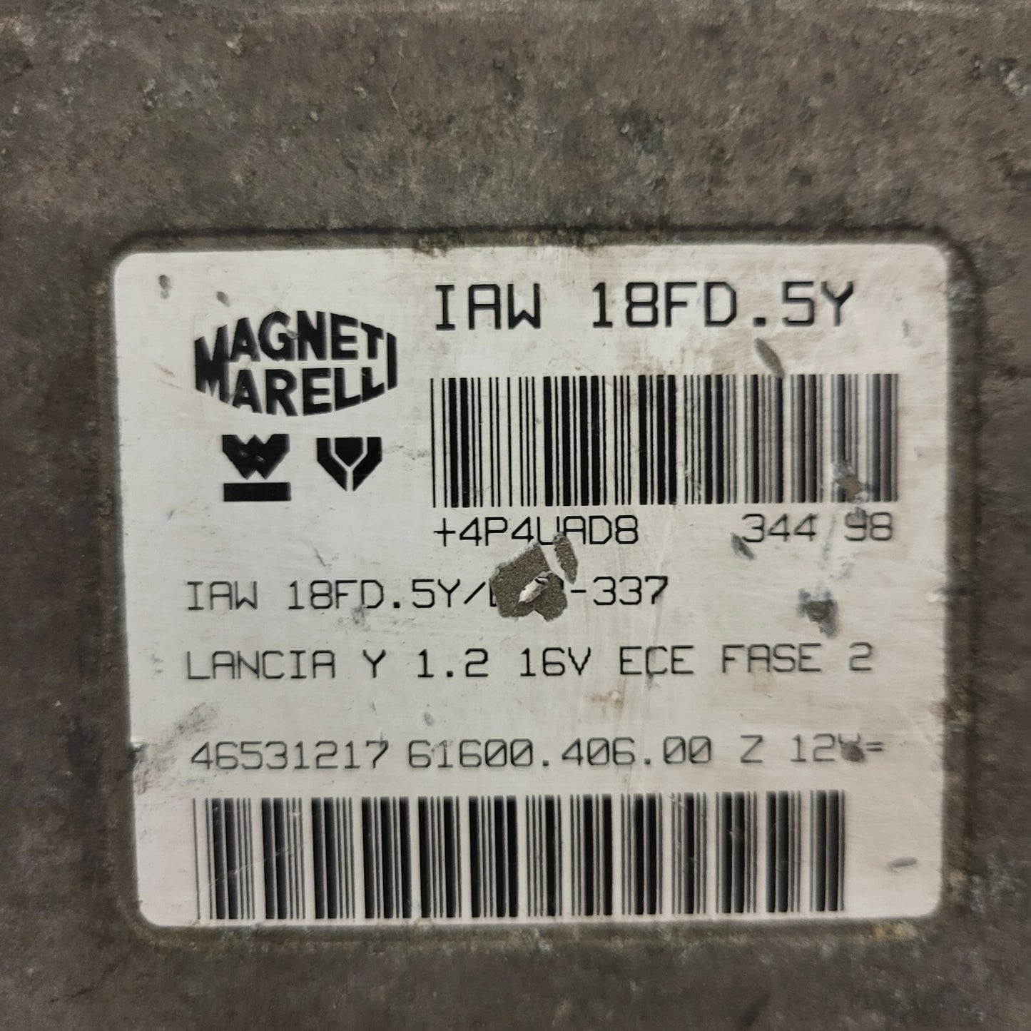 LANCIA Y 1.2 16V ECU / 46531217 / IAW 18FD.5Y / 61600.406.00 / MAGNETI MARELLI