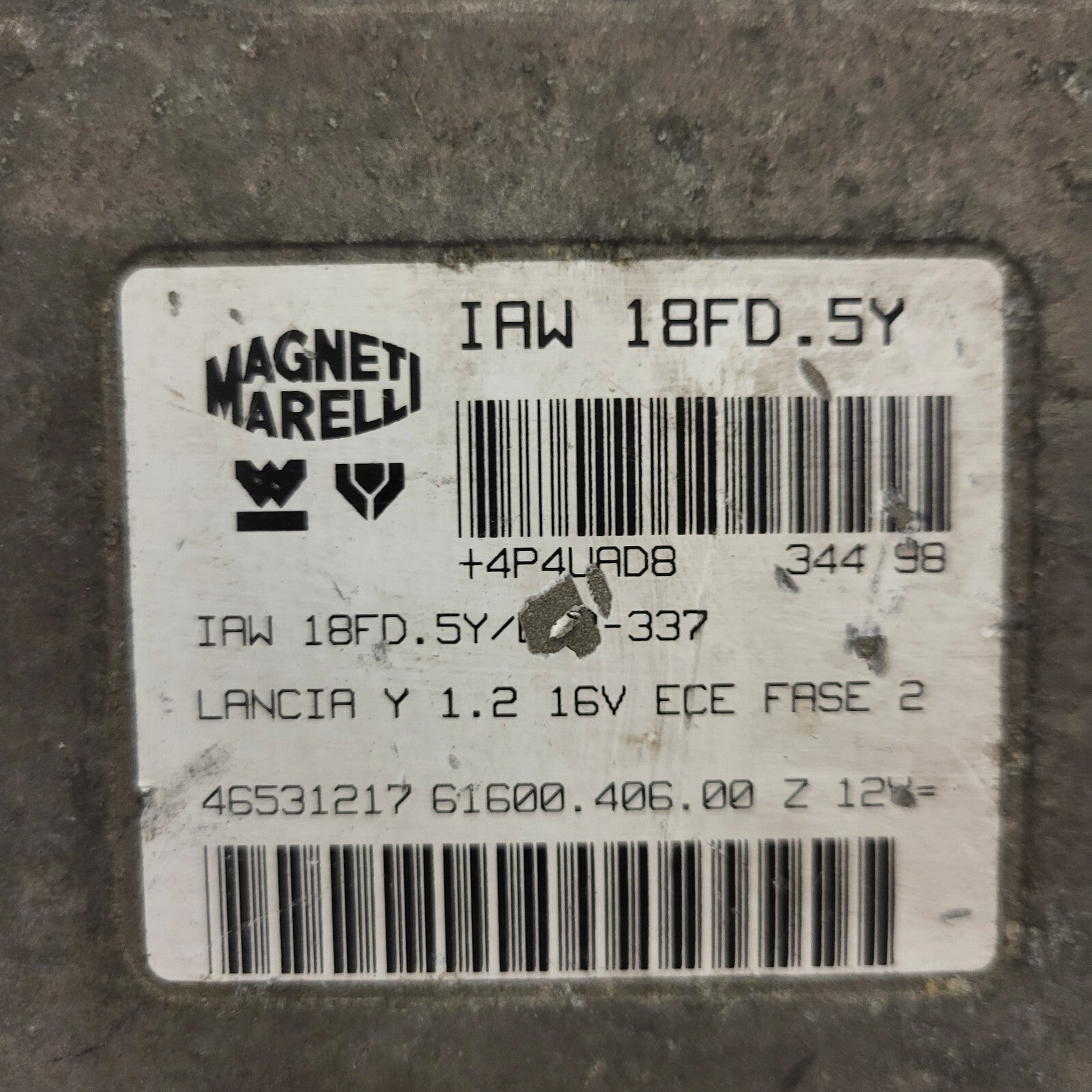 LANCIA Y 1.2 16V ECU / 46531217 / IAW 18FD.5Y / 61600.406.00 / MAGNETI MARELLI