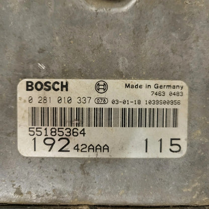 Fiat Stilo 1.9 JTD ECU / 0281010337 / 55185364 / BOSCH