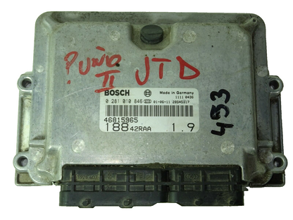 FIAT PUNTO 2 188 1.9 JTD ECU / 0281010846 / 46815965 / BOSCH