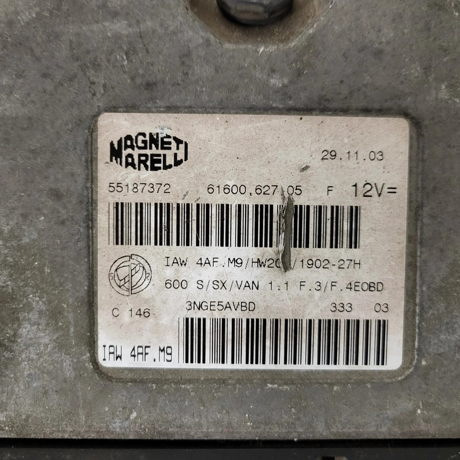 Fiat Seicento 600 ECU / 55187372 / IAW 4AF.M9 / 61600.627.05 / MAGNETI MARELLI