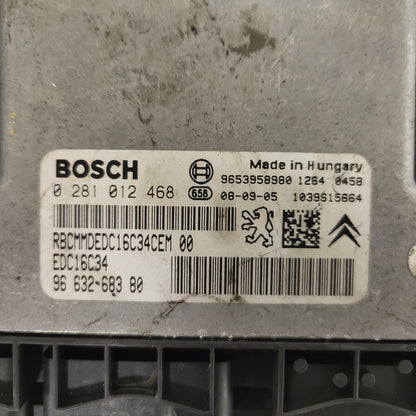 PEUGEOT CITROEN ECU / 0281012468 / 9663268380 / 9653958980 / EDC16C34 / BOSCH