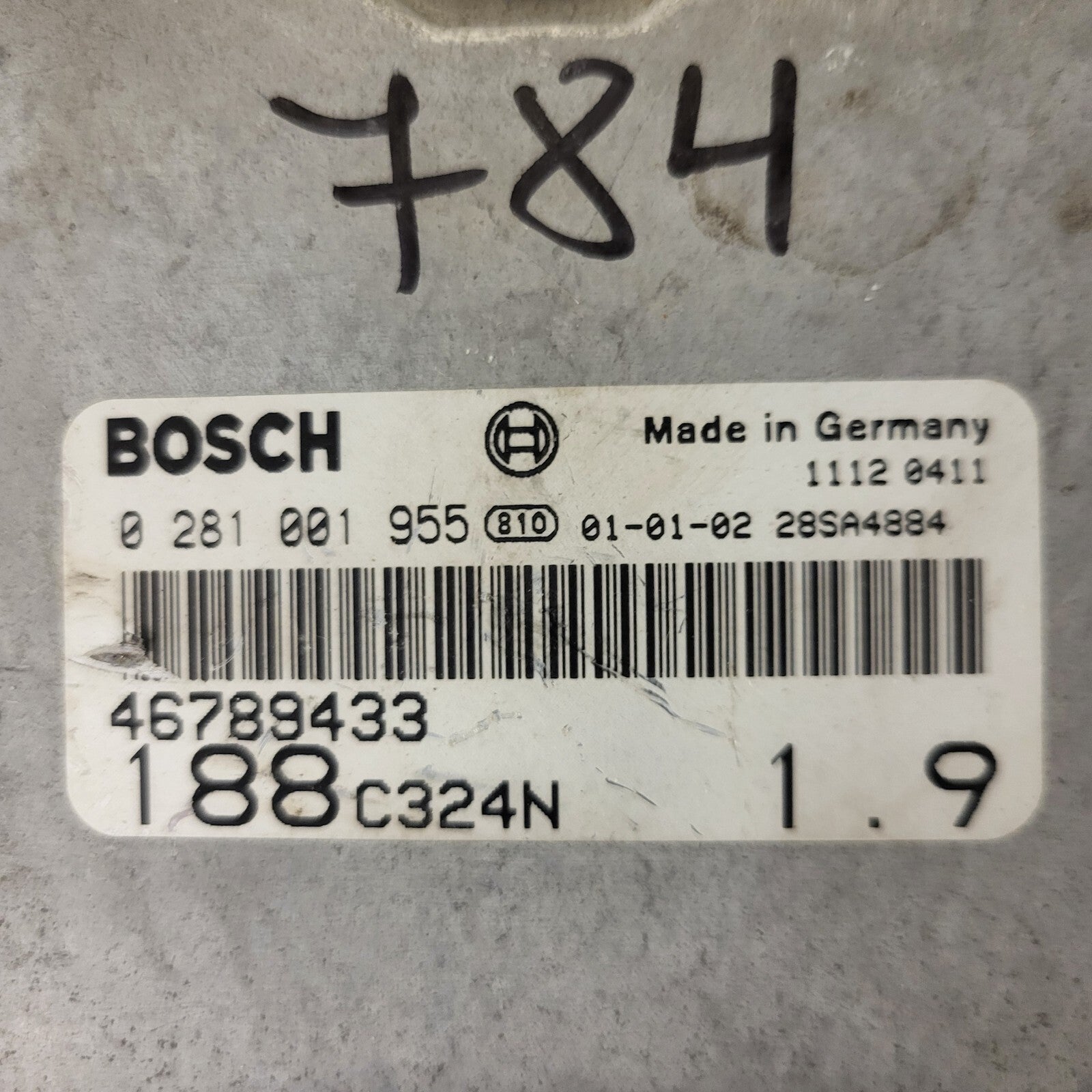 Fiat 1.9 JTD ECU / 0281001955 / 46789433 / BOSCH