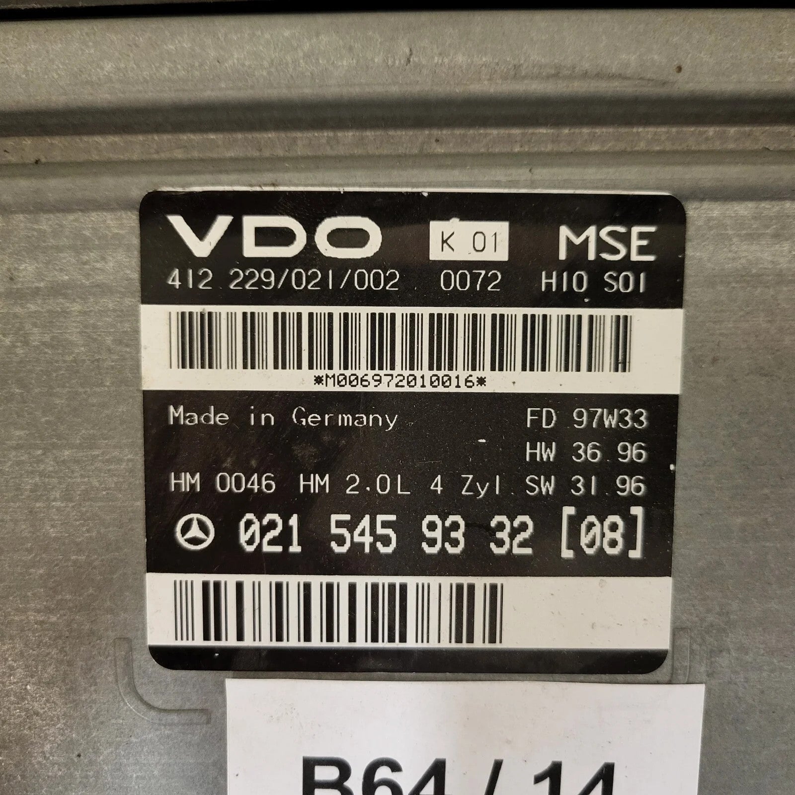 Mercedes ECU VDO / 0215459332 / 412229021002 / VDO