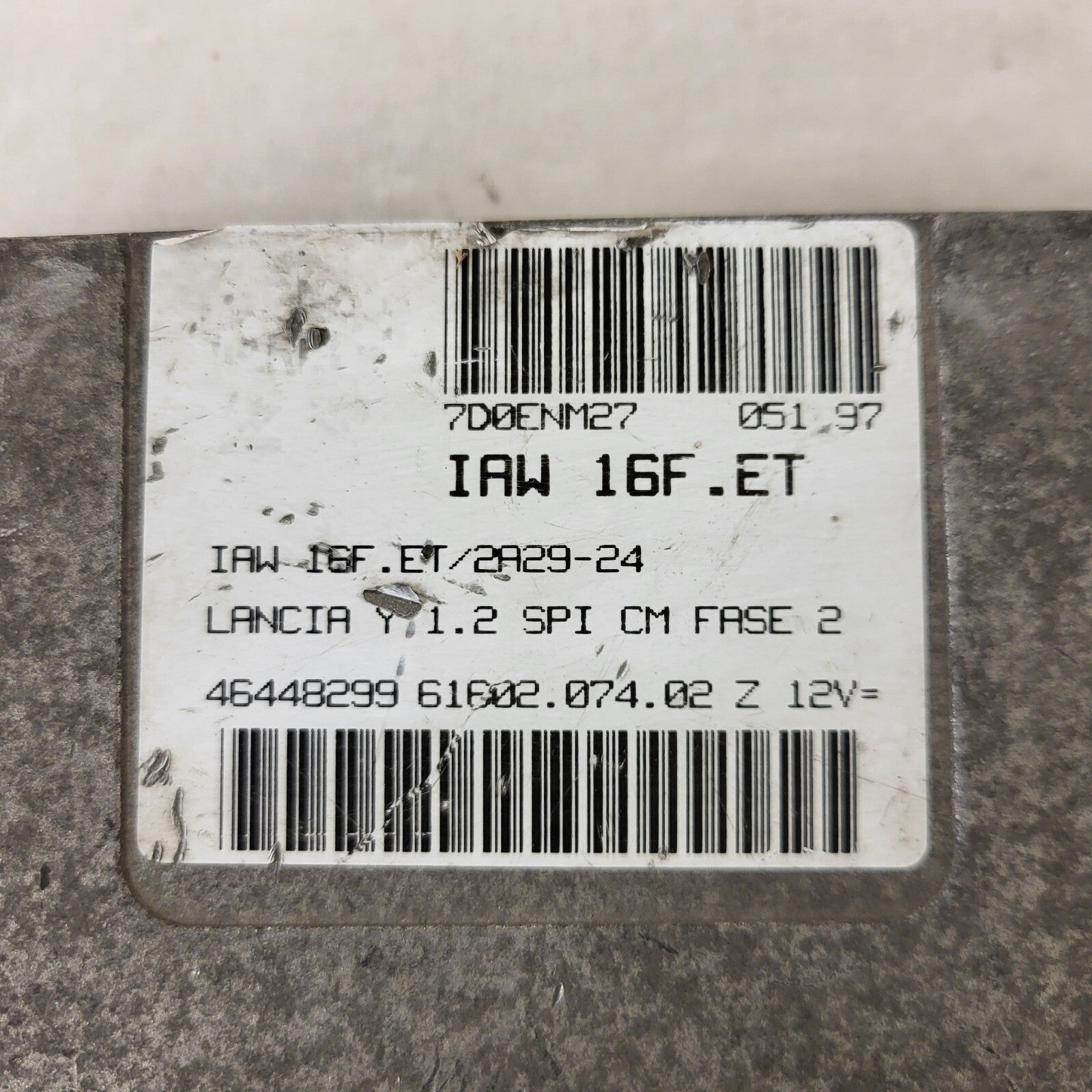 LANCIA Y 1.2 ECU / IAW 16F.ET / 46448299 / 61602.074.02 / MAGNETI MARELLI