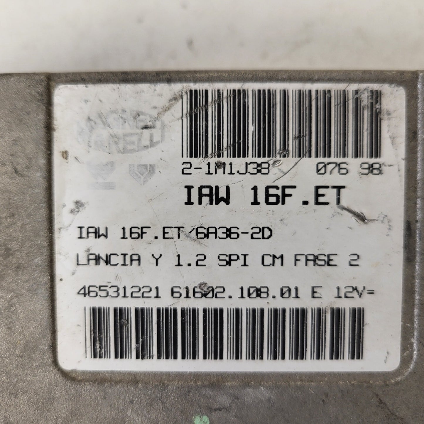 LANCIA Y 1.2 ECU / IAW 16F.ET / 46531221 / 61602.108.01 MAGNETI MARELLI