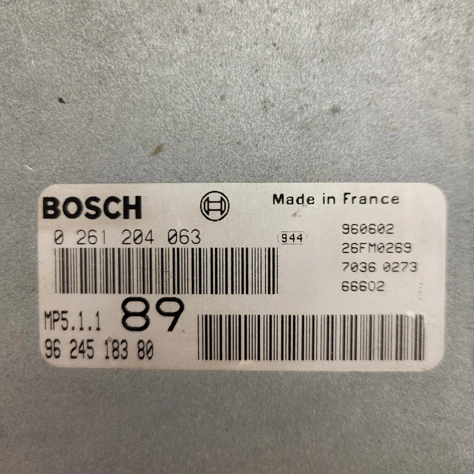 Peugeot CITROEN ECU / 0261204063 / 9624518380 / MP5.1.1 / BOSCH