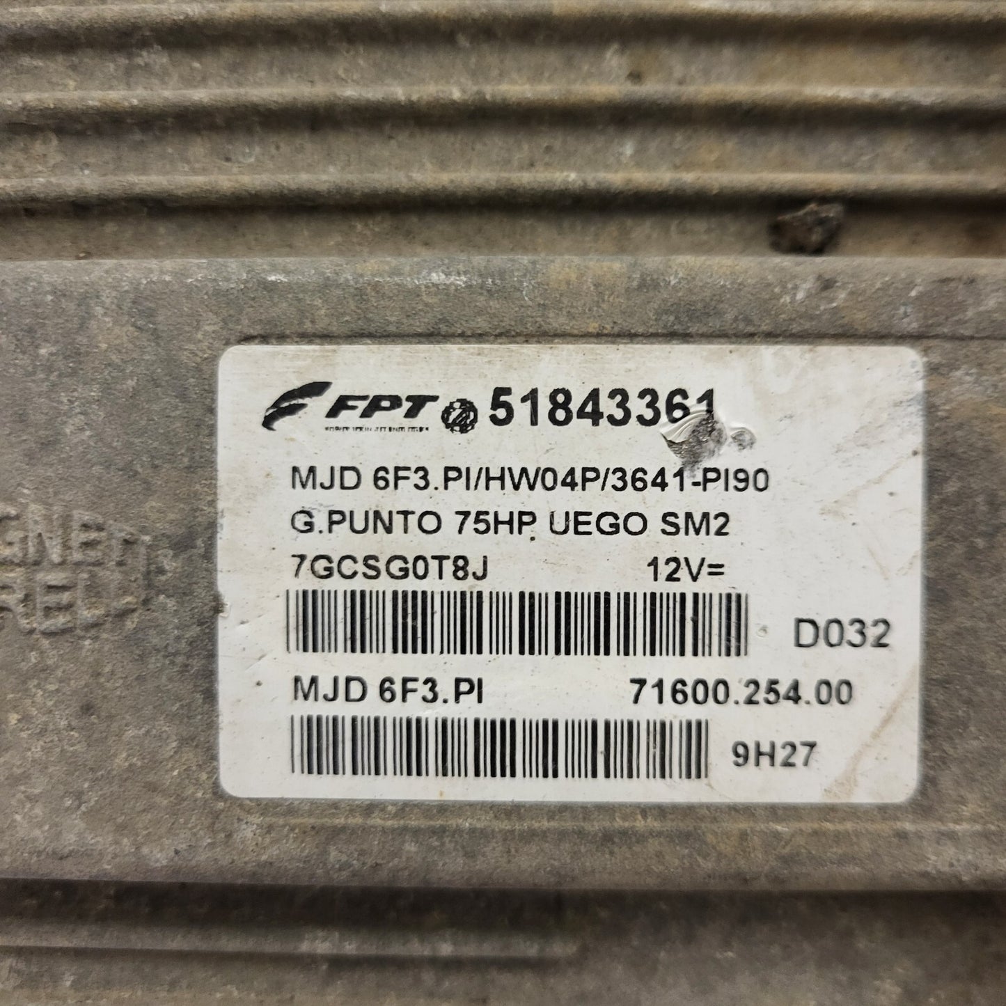 FIAT GRANDE PUNTO ECU / 51843361 / MJD 6F3.PI / HW04P / MAGNETI MARELLI