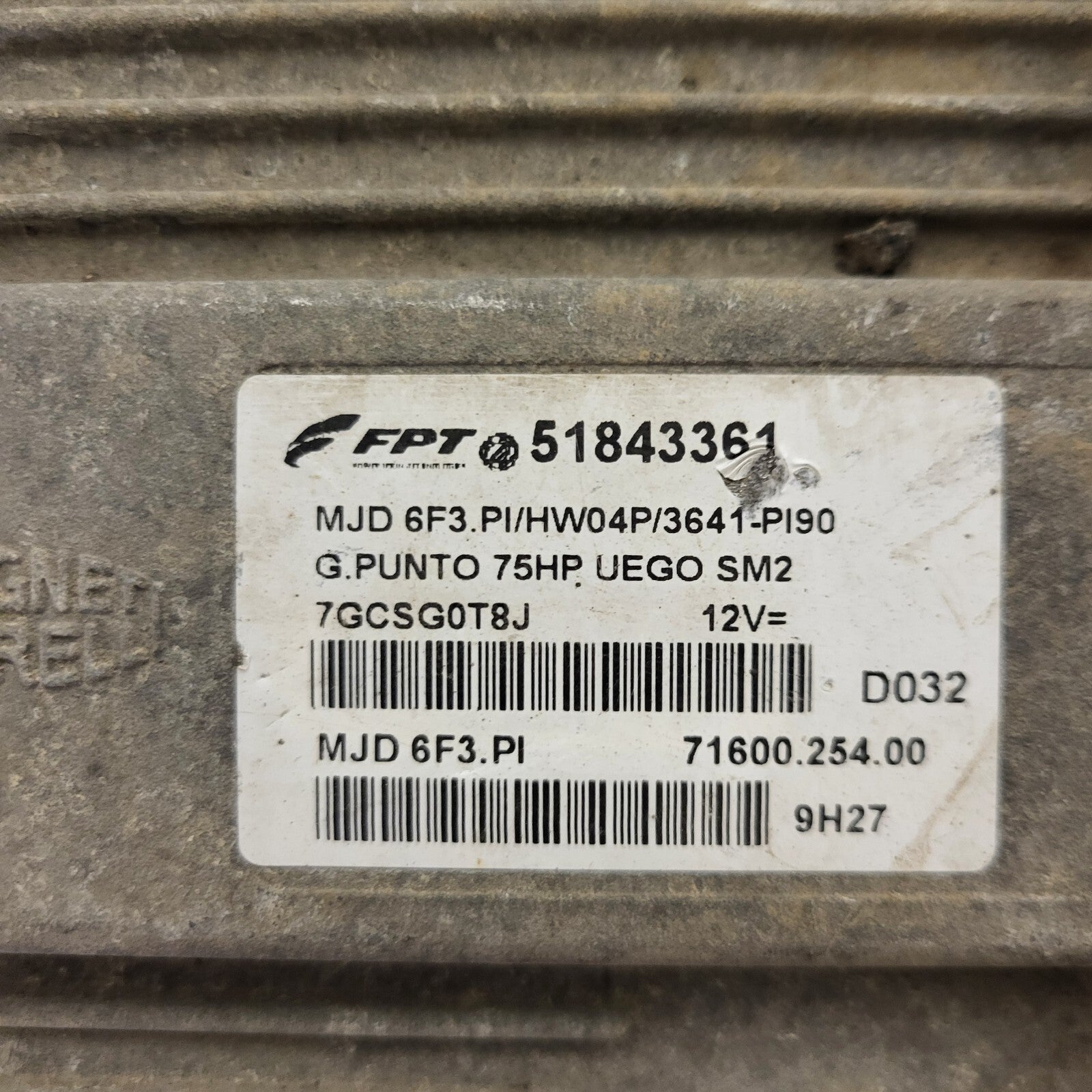 FIAT GRANDE PUNTO ECU / 51843361 / MJD 6F3.PI / HW04P / MAGNETI MARELLI