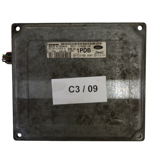 Ford ECU / S118107004D / 3S61-12A650-CB / 1PDB / SIM22 / J38AC / SIEMENS