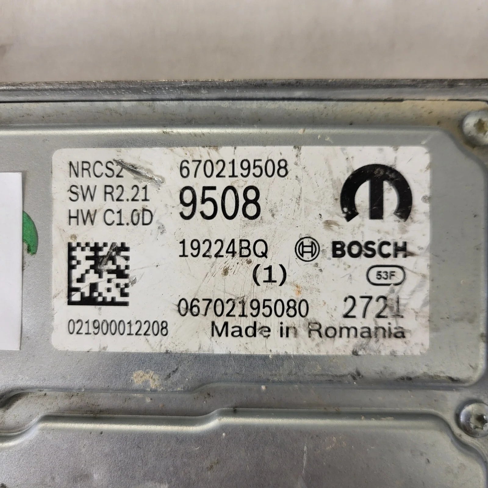 FIAT ALFA MODULE ECU / NRCS2 / 670219508 / 19224BQ / SW R2.21 / HW C1.0D / BOSCH