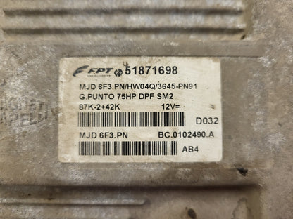FIAT GRANDE PUNTO ECU / 51871698 / MJD 6F3.PN / HW04Q / BC.0102490.A /