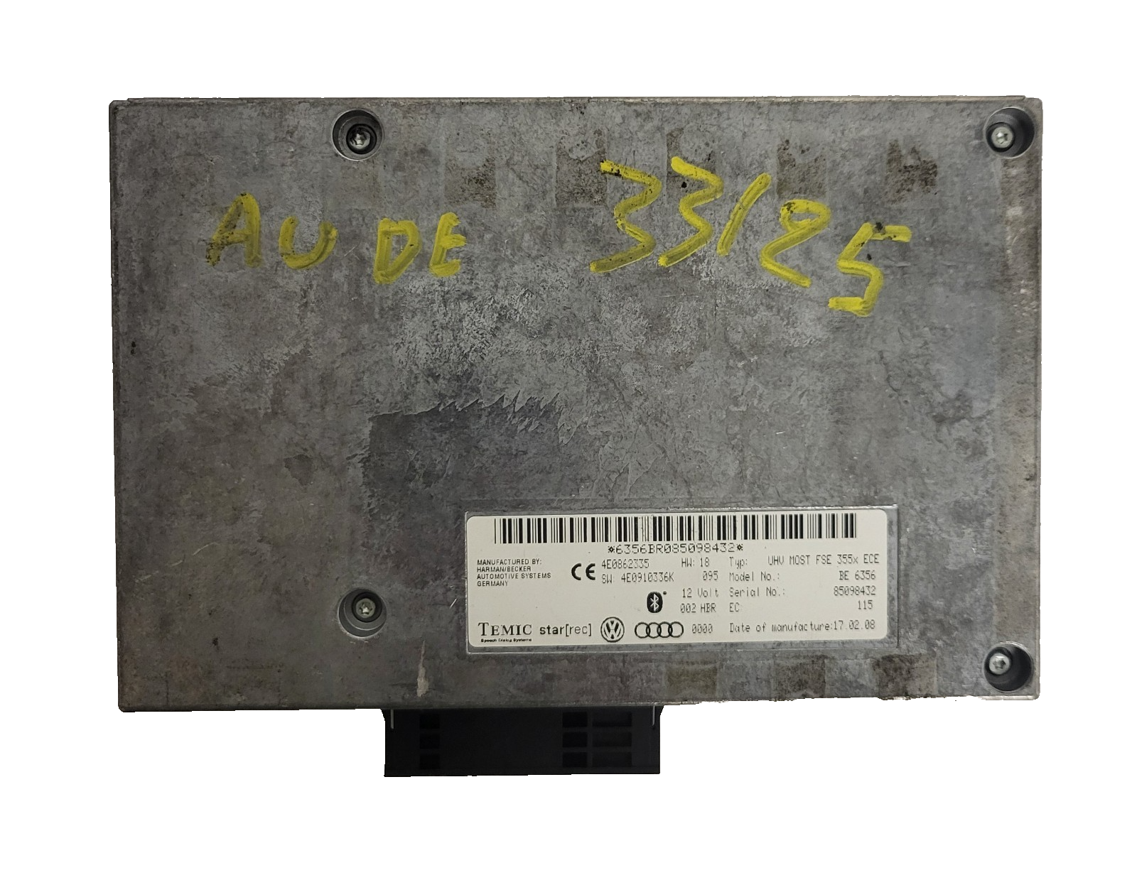 AUDI BLUETOOTH MODULE ECU / 4E0862335 / TEMIC