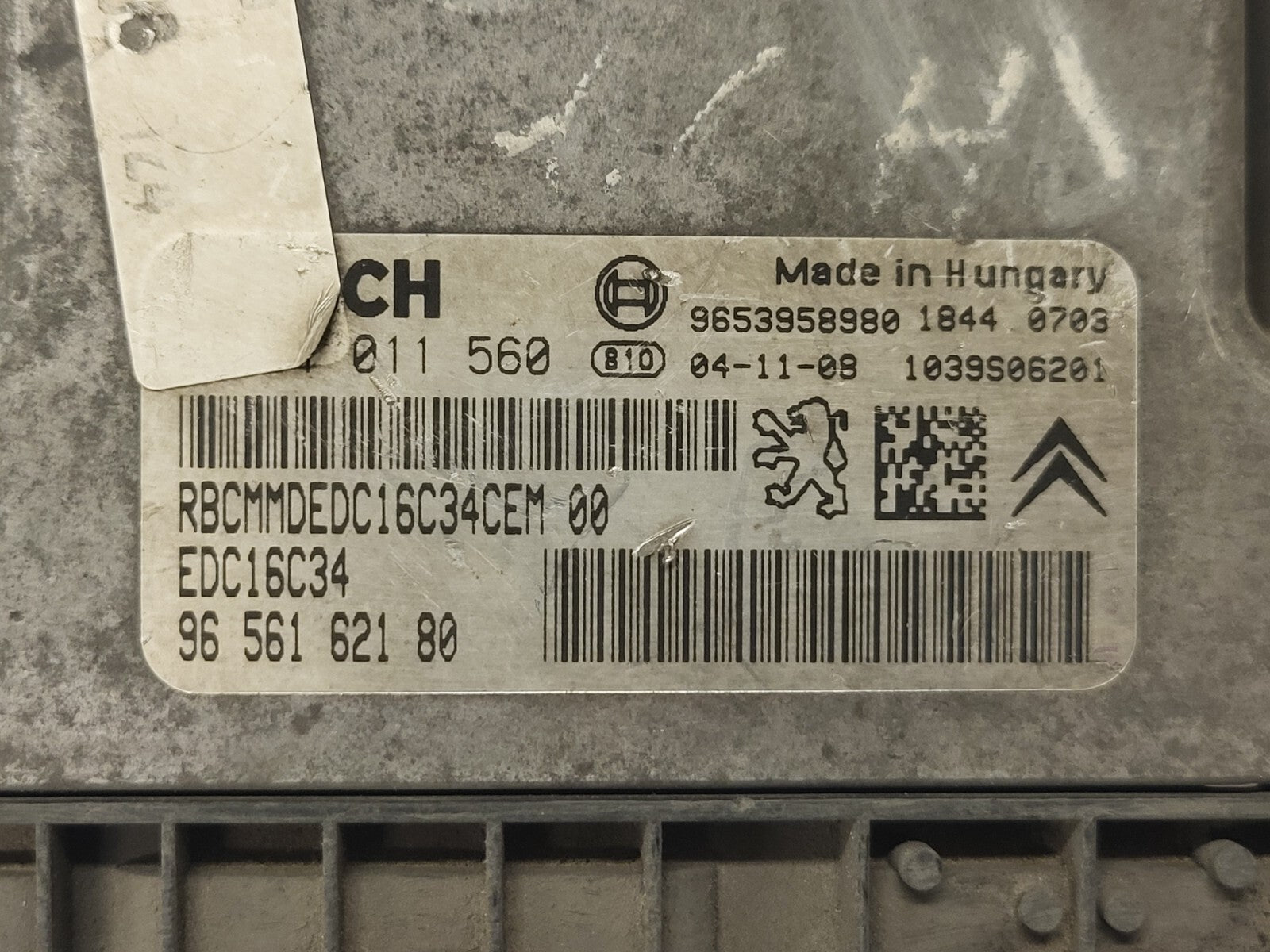 PEUGEOT CITROEN ECU / 0281011560 / 9656162180 / EDC16C34 / BOSCH