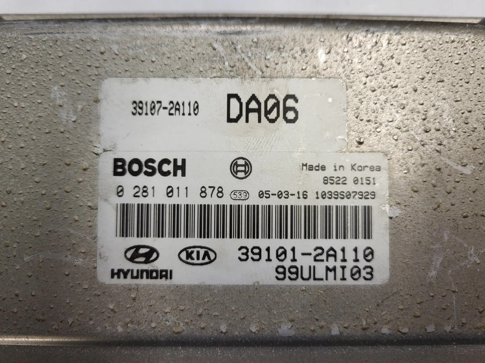 Kia 1.5 CRDI ECU / 0281011878 / 39101-2A110 / 99ULMI03 / BOSCH