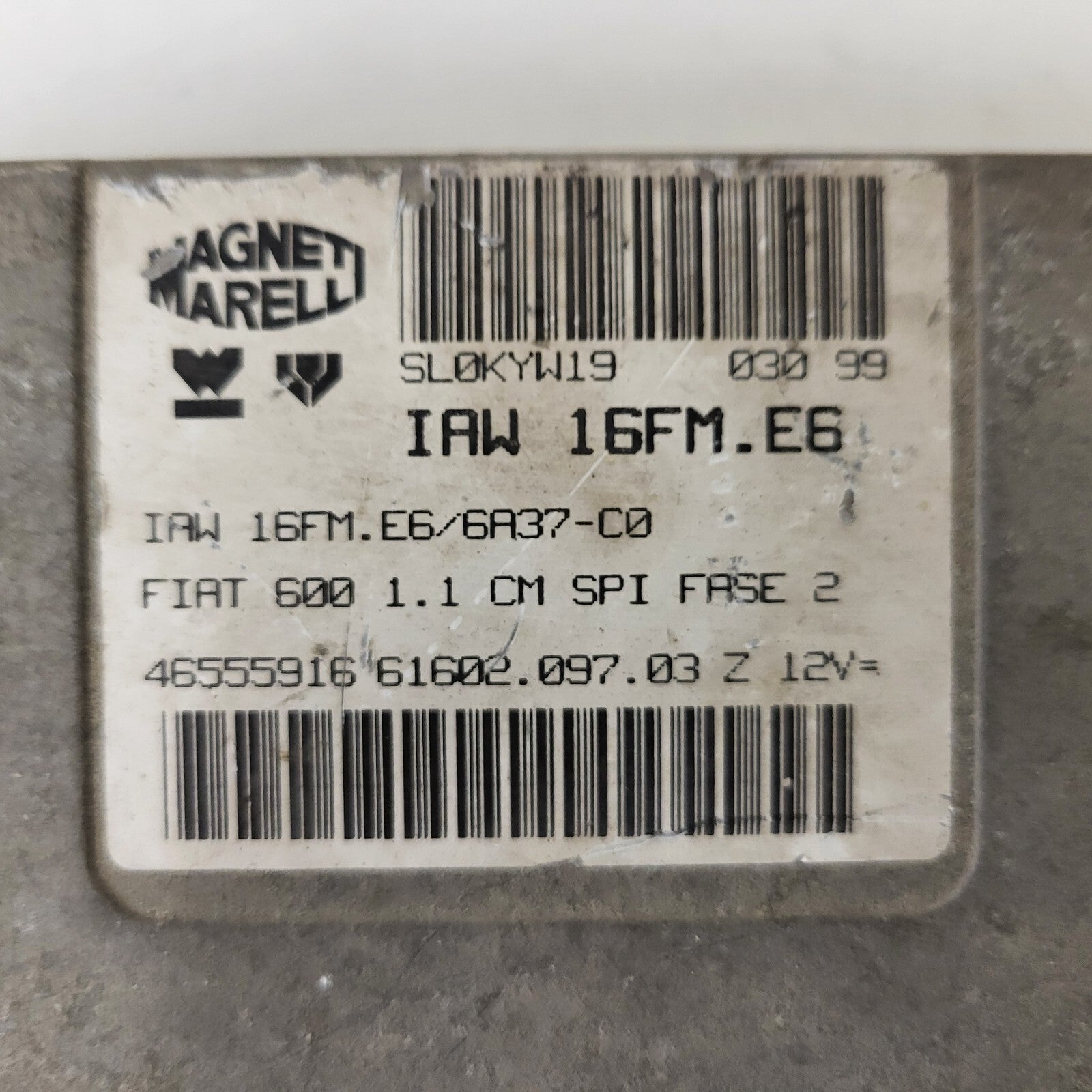 FIAT 600 1.1 ECU / IAW 16FM.E6 / 46555916 / 61602.097.03 / MAGNETI MARELLI
