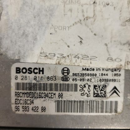 Peugeot Citroen ECU / 0281011863 / 9659342280 / EDC16C34 / 9653958980 