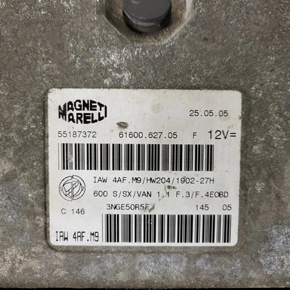 Fiat Seicento 600 ECU / 55187372 / IAW 4AF.M9 / 61600.627.05 / MAGNETI MARELLI