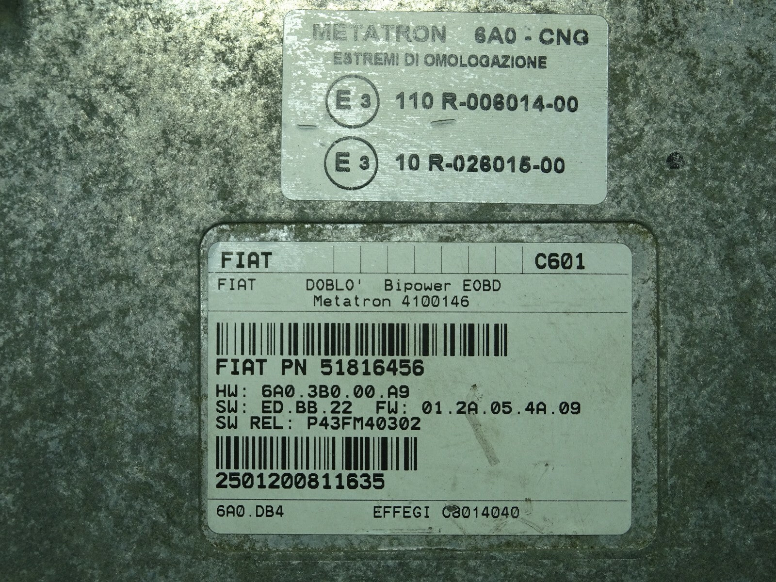 FIAT DOBLO BIPOWER ECU / 51816456 / 4100146 / METATRON