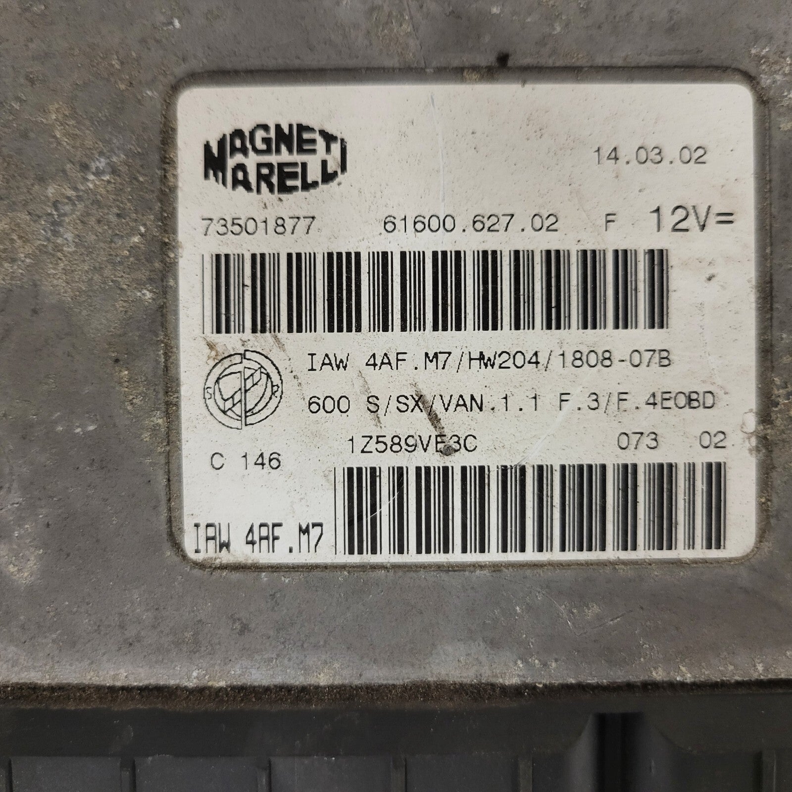 Fiat 600 ECU / IAW 4AF.M7 / 73501877 / HW204 / MAGNETI MARELLI
