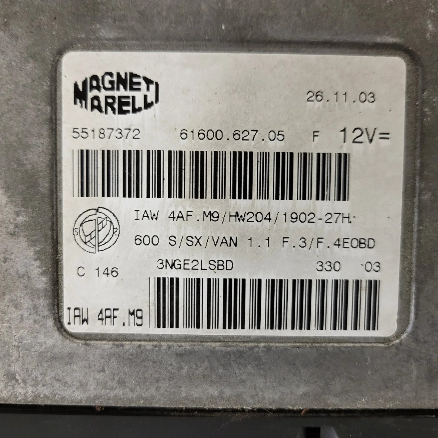 Fiat Seicento 600 ECU / 55187372 / IAW 4AF.M9 / 61600.627.05 / MAGNETI MARELLI