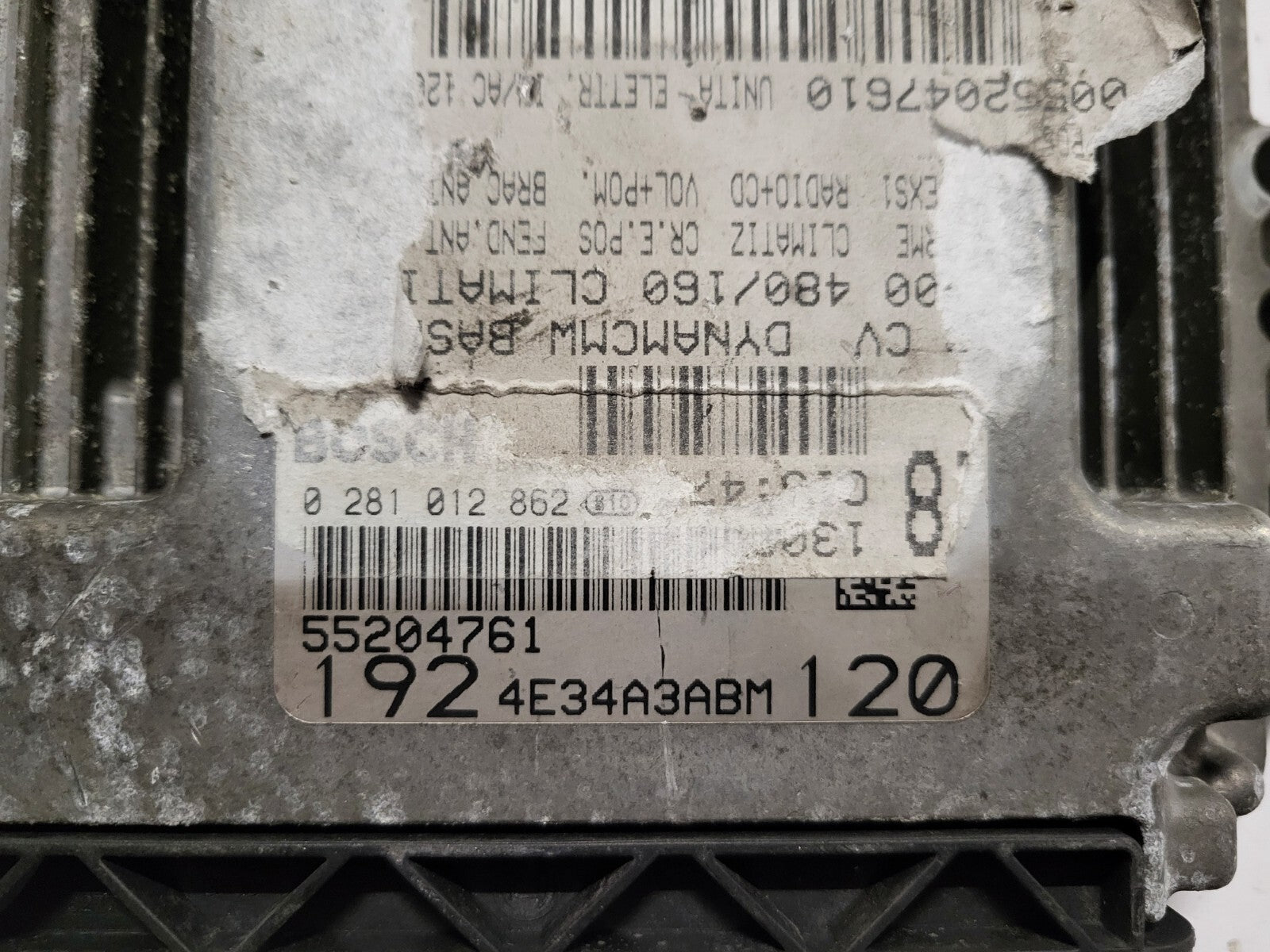FIAT STILO ECU / 0281012862 / 55204761 / 1039S12189 / BOSCH