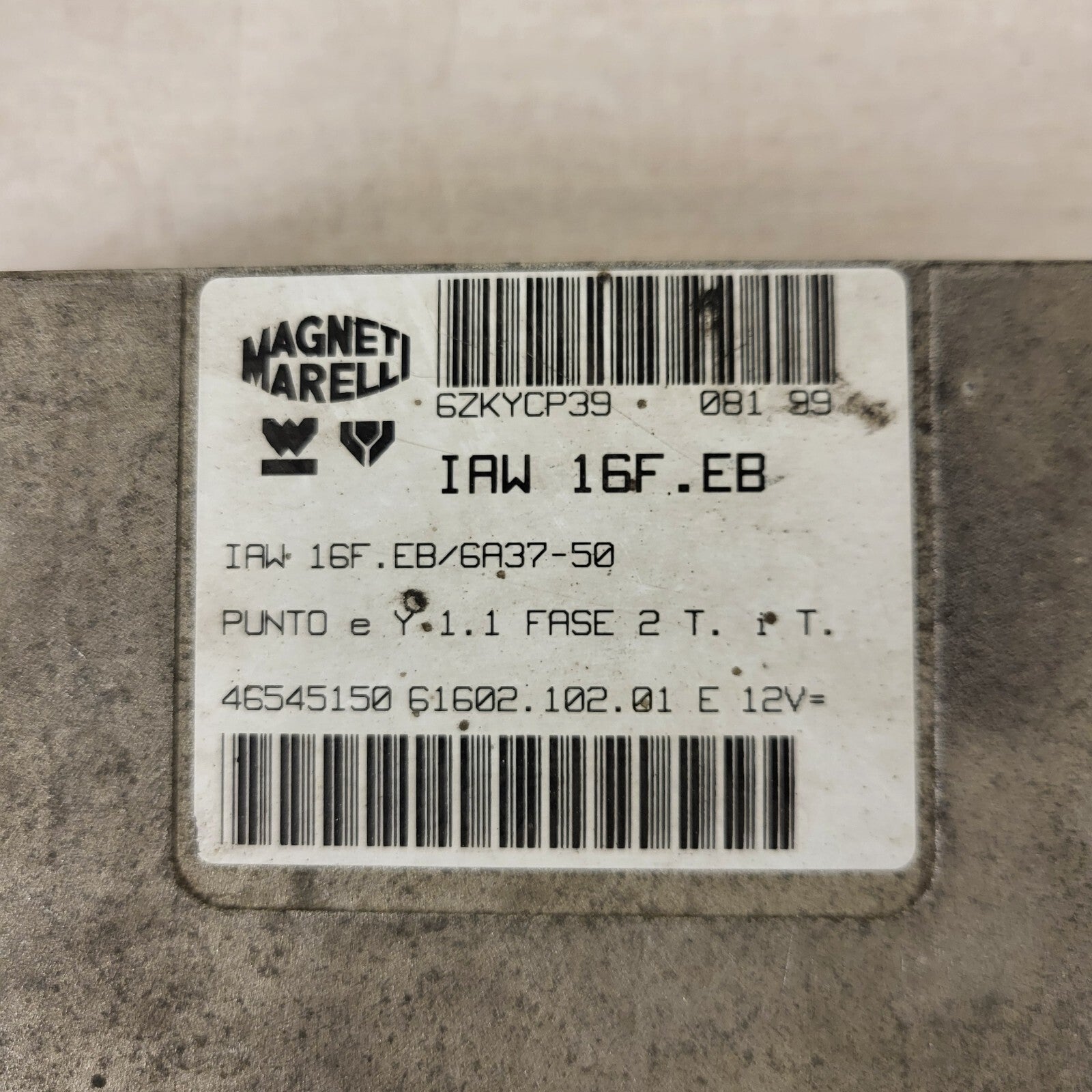 FIAT PUNTO LANCIA Y ECU / IAW 16F.EB / 46545150 / 61602.102.01 / MAGNETI MARELLI