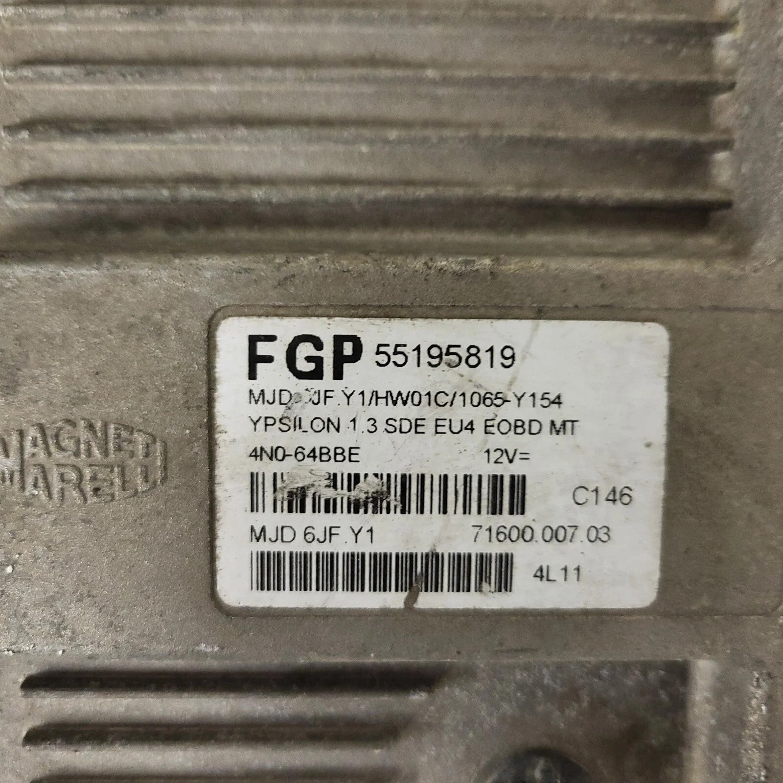 LANCIA Y 1.3 ECU / 55195819 / MJD 6JF.Y1 / HW01C / 71600.007.03 MAGNETI MARELLI