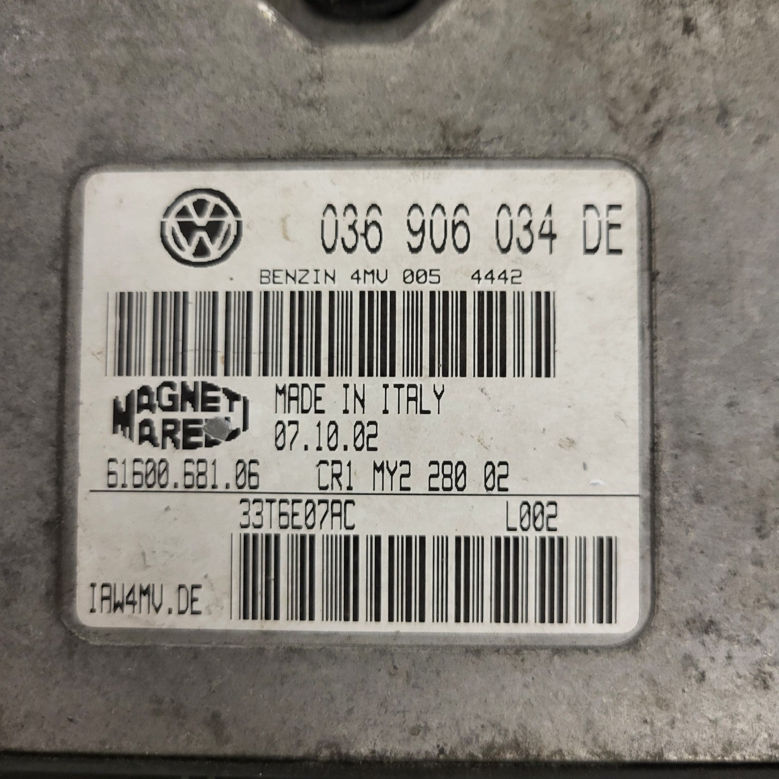 VW POLO 6R ECU / 036906034DE / IAW4MV.DE / IAW 4MV.DE / 61600.681.06