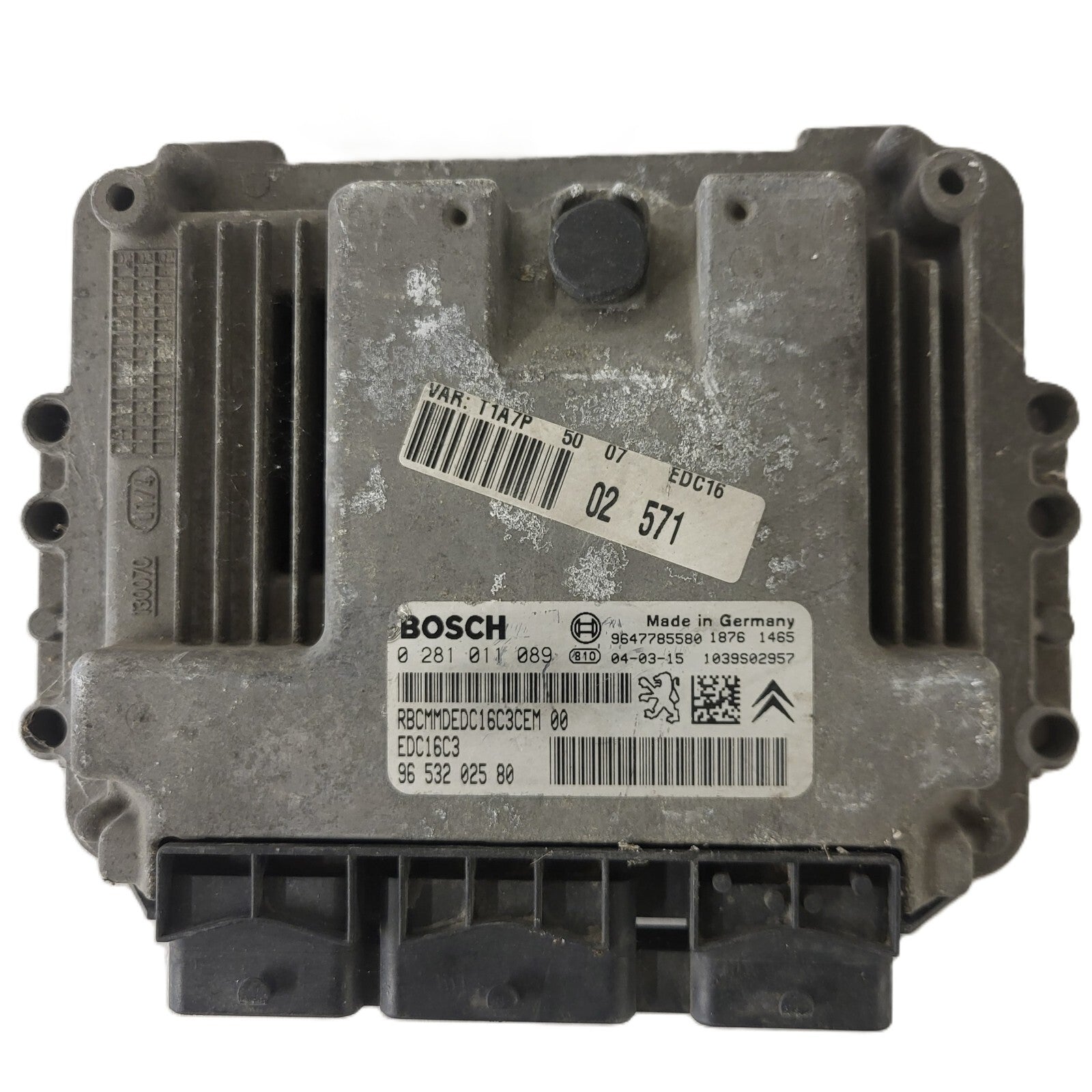 PEUGEOT 206 ECU / 0281011089 / EDC16C3 / 9653202580 / 9647785580 / BOSCH