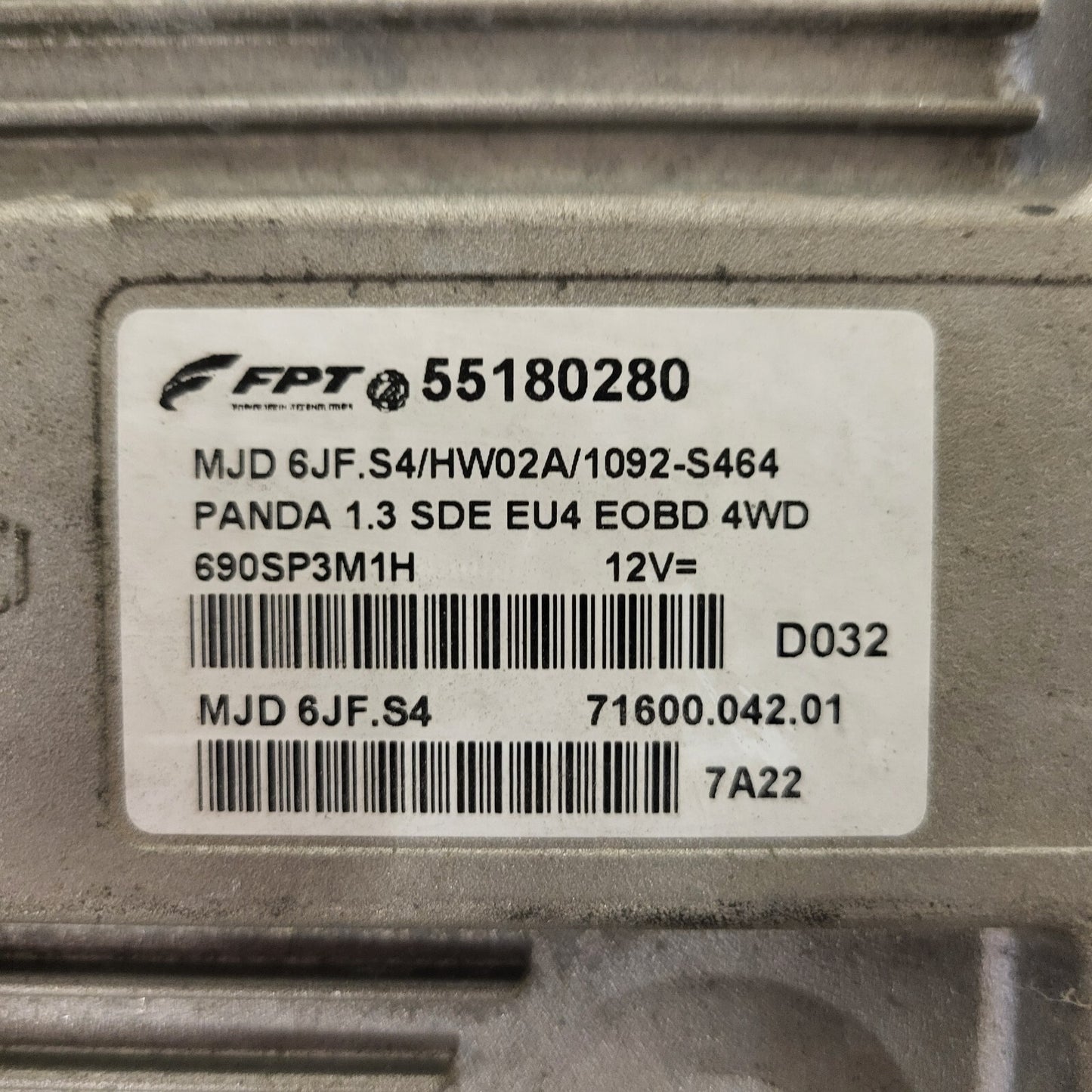 FIAT PANDA 4X4 ECU / MJD 6JF.S4 / HW02A / 55180280 / 71600.042.01 / MAGNETI MARE