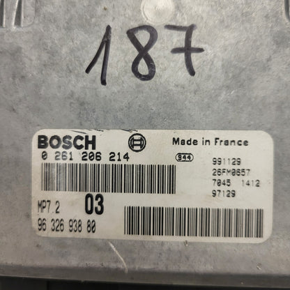 PEUGEOT 306 CITROEN XSARA ECU / 0261206214 / 9632693880 / MP7.2 / BOSCH