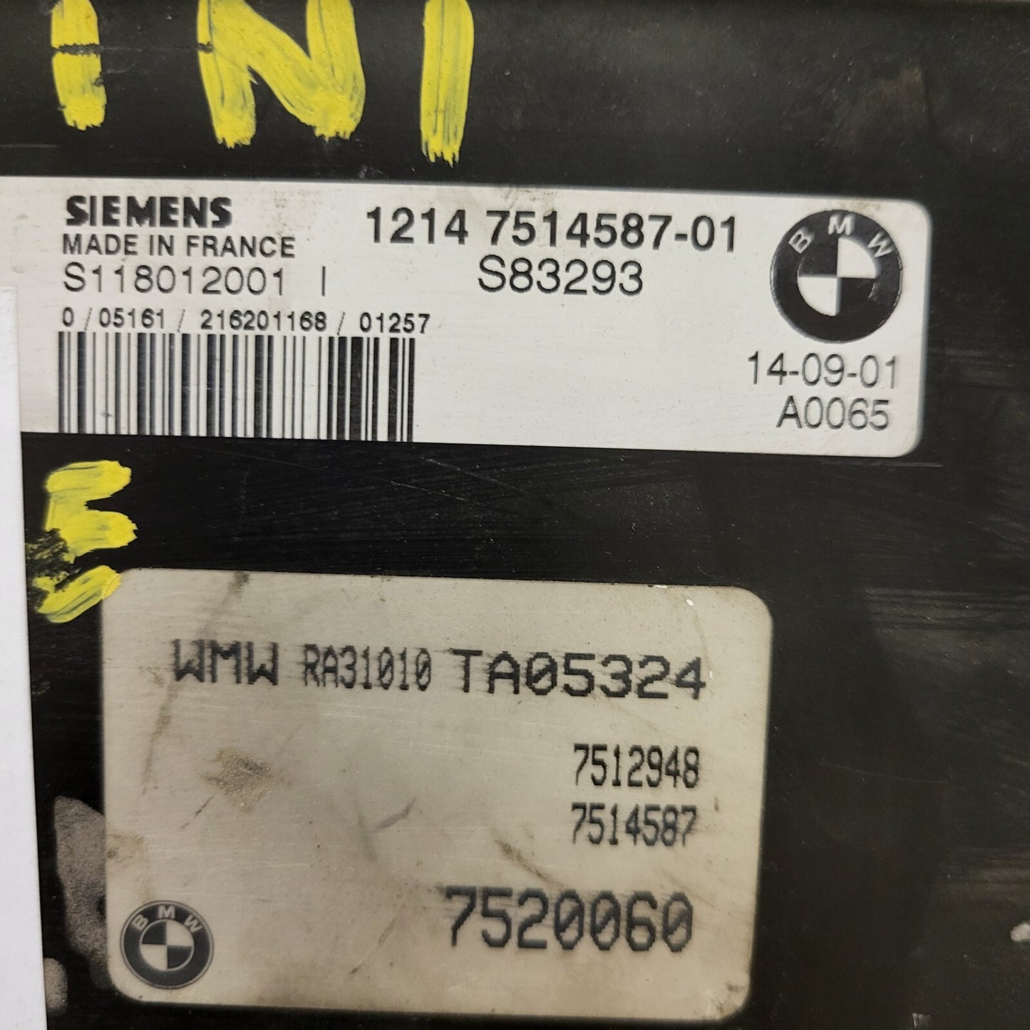 MINI COOPER 1.6 ECU / S118012001 / S118012001I / 12147514587-01 / SIEMENS