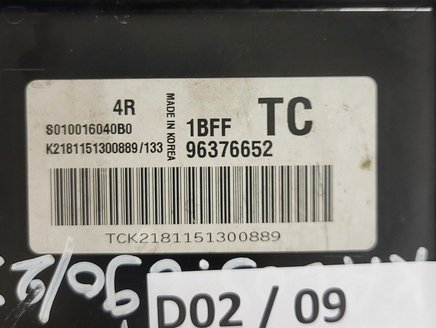 CHEVROLET DAEWOO KALOS ECU / S010016040 B0 / 96376652 / 1BFF / TC