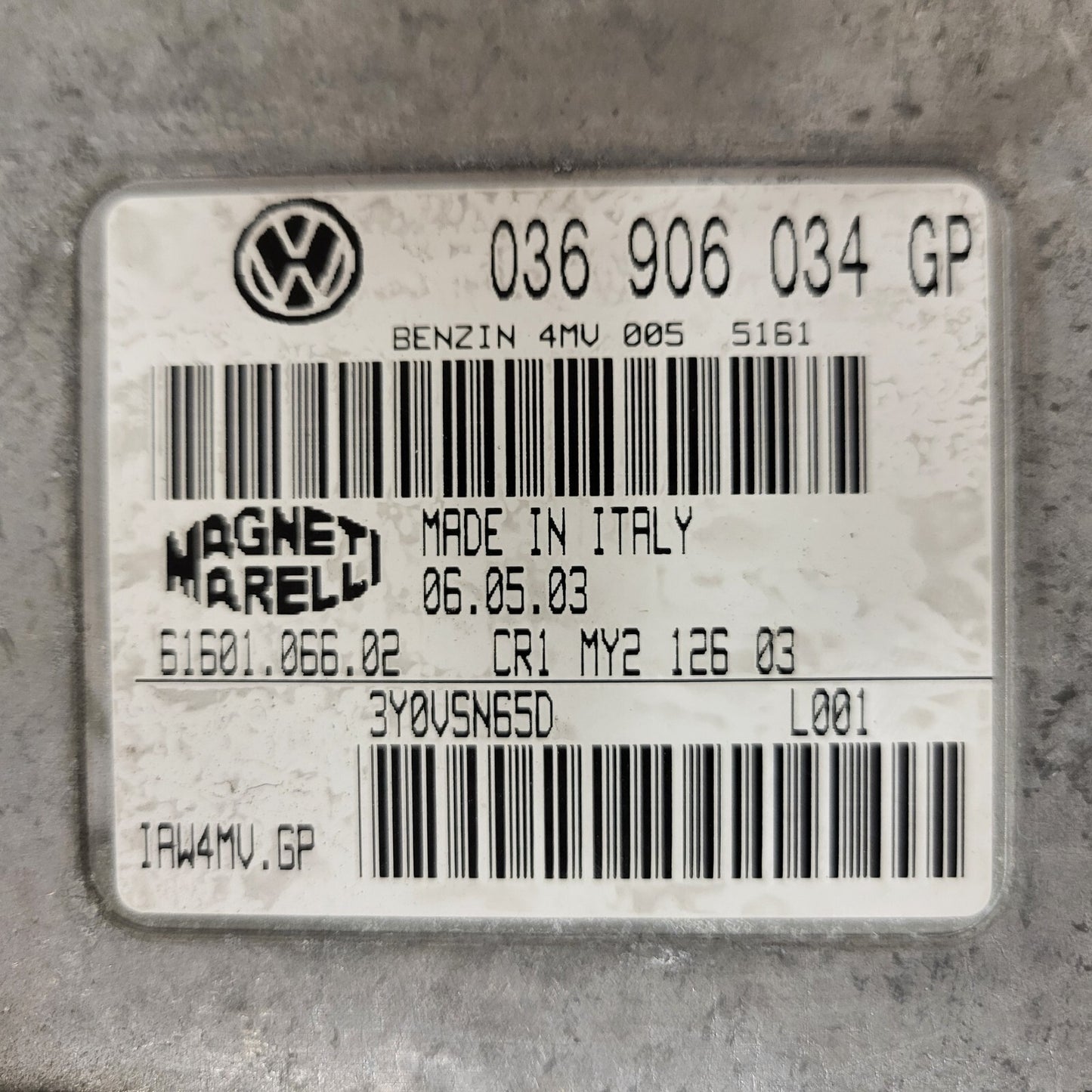 VW AUDI SEAT ŠKODA ECU / 036906034GP / IAW 4MV.GP / 61601.066.02