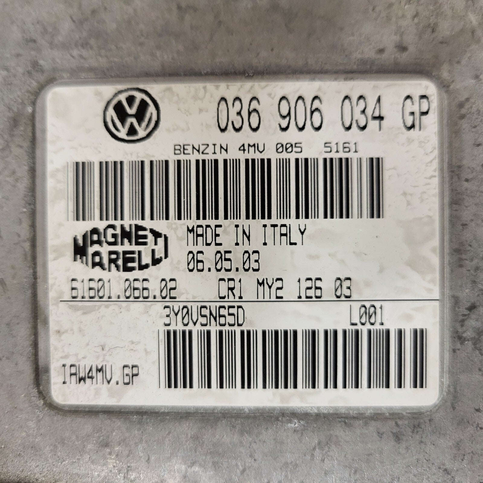 VW AUDI SEAT ŠKODA ECU / 036906034GP / IAW 4MV.GP / 61601.066.02