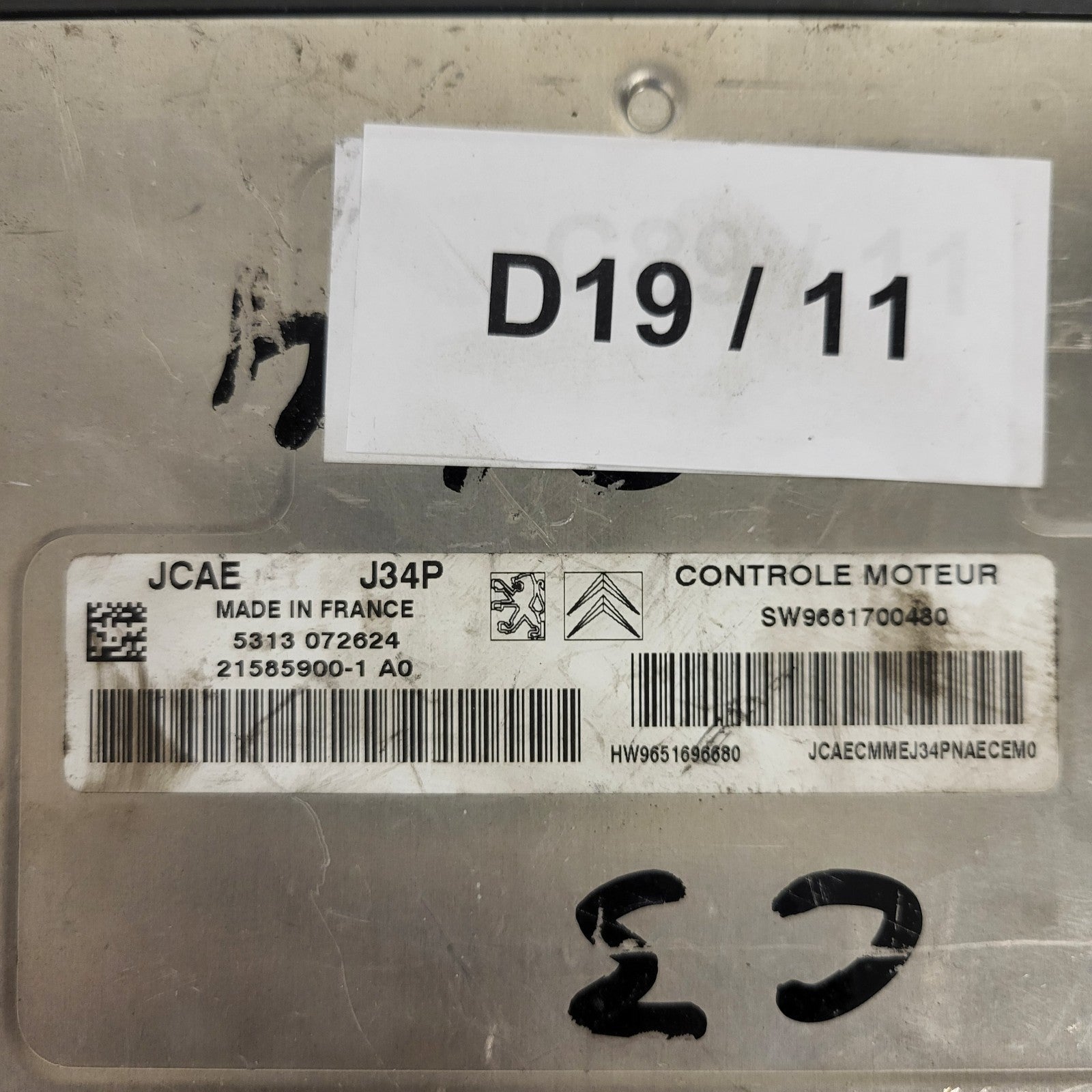 CITROEN C3 ECU J34P / 21585900-1 / 21585900-1A0 / SW9661700480 / HW9651696680